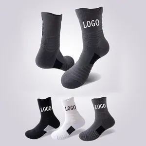 Meias esportivas para homens, meias de tecido com logotipo personalizado, meias atléticas de basquete elite com absorção de suor e choque