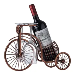 Vintage Bicicletta design semplice vino artigianato bronzo rosso metallo portabottiglie arte per armadio dispensa vino bottiglia di stoccaggio