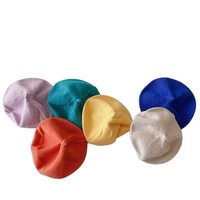 Béret tricoté respirant et coupe-vent de style coréen, couleur bonbon, pour bébés garçons et filles, printemps/automne ; Chapeau en laine chic et décontracté