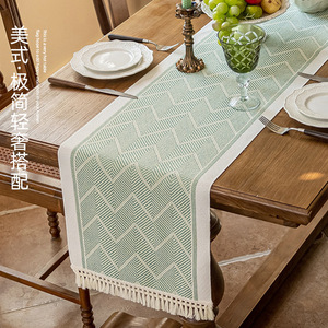 Cross-border American style table runner, light luxury high-end feel, imitation cotton and linen thickened tea towel, - Product Image 2