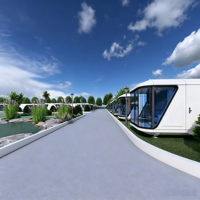 Capsule spatiale de glamping haut de gamme avec installations sanitaires intégrées pour projet de camping de vacances