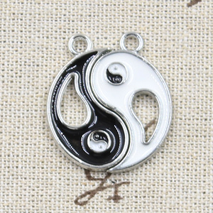 Charms otto schemi in bianco e nero Yin Yang Gossip 24x20mm pendenti artigianato fai da te fare risultati gioielli tibetani fatti a mano - Product Image 6