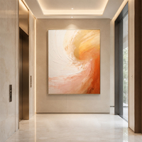 Peinture à l'huile abstraite tourbillonnante dorée sur toile, orange crème, impasto centrifuge, taille personnalisée, de l'usine d'art, vente en gros
