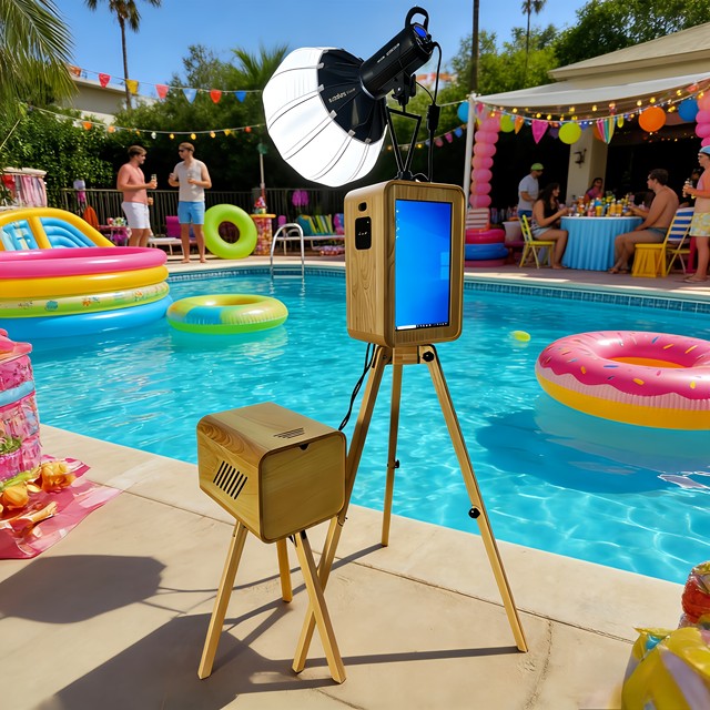 Retro Portable Built in Speaker Style Ipad Wood Tripod Rectangle Camera Shell Dslr Wedding Wooden Machine Vintage Photo Booth