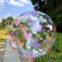 Ballon à bulles transparent en hélium Uzer de 20 pouces avec imprimé cœur pour la décoration de la Saint-Valentin