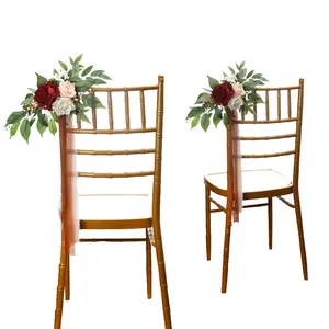 simulation flower Aisle Pew Flower Arrangement artificial silk red Aisle Chair Back flower for Wedding Ceremony Decoration