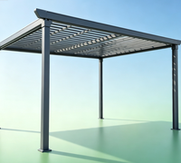 Pergola rétractable en alliage d'aluminium avec voile en PVC - Couverture de terrasse motorisée imperméable - Contrôle intelligent - Projection de 21 m et structure en aluminium