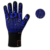 Offre Spéciale 1472F gant de sécurité Bbq Gant de sécurité pour grillades Ensemble de barbecue en cuir de silicone Gants de cuisson au four noirs