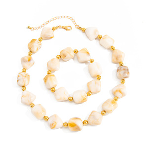 Set di <span class=keywords><strong>Collana</strong></span> e Bracciale SongYi in <span class=keywords><strong>Stile</strong></span> <span class=keywords><strong>Etnico</strong></span> Europeo-Americano, Personalizzato, in Resina, Esagerato, con Perline, per Autunno e Inverno - Product Image 6