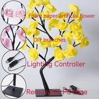 Lampe de bureau pliable multi-style en forme de rose, alimentée par USB, en PE, pour la maison, la chambre, le salon, cadeau décoratif