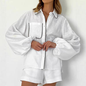 Conjunto <span class=keywords><strong>de</strong></span> Pijama Holgado para Mujer, 100% Algodón, Transpirable, Ropa <span class=keywords><strong>de</strong></span> Dormir Femenina, Ropa <span class=keywords><strong>de</strong></span> <span class=keywords><strong>Casa</strong></span>, Se Puede Usar <span class=keywords><strong>en</strong></span> Exteriores, Ropa Informal para Descansar - Product Image 1