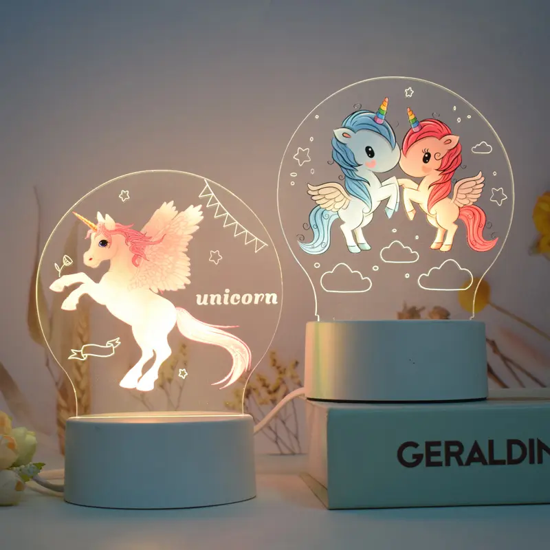 Unicorn Toys for Girls Party Statue Night Light 3D Acrylic Table Desk Bedside Lamp for Kids Baby Children 2022 New Design