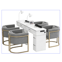 Ensemble table et chaise de manucure en marbre, style nordique moderne, personnalisable, durable et écologique, pour salon de beauté.