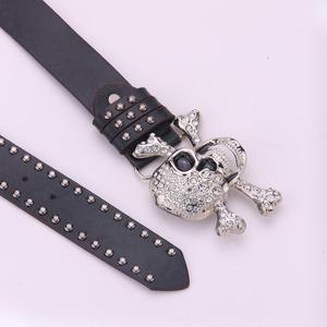 Nuevo Cinturón Punk con Calavera de Diamantes de Imitación para Hombre y <span class=keywords><strong>Mujer</strong></span>, Hebilla de Cristal de Lujo, Cinturón de <span class=keywords><strong>Cuero</strong></span> PU, Estilo Gótico Hip Hop Y2K - Product Image 2