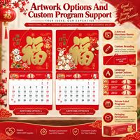 Calendrier mural lunaire chinois 2027 – Année du Chèvre – Nouvel An traditionnel – Personnalisation de marque – Cadeau en gros