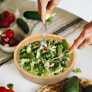 גדול 12 אינץ 'סלט במבוק קערת מטבח 100 עוז דלפק קערות הגשה מעץ לפירות בית משק בית - Product Image 5