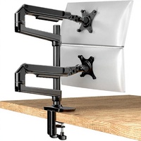 Support double moniteur pour écrans jusqu'à 40 pouces, 25 lb, entièrement réglable, bras double moniteur, fixation par pince C, base à œillet, en aluminium