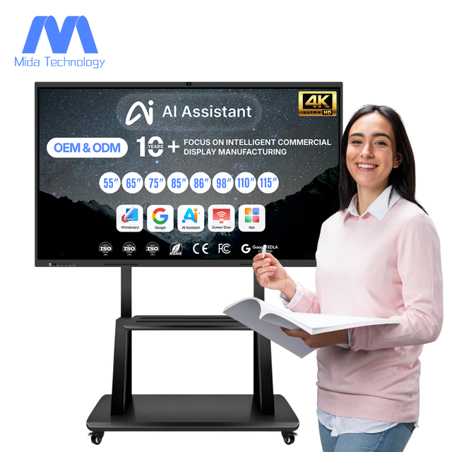 MIDA All-in-One Smart Board AI Assistant 4K Smart Interactive Whiteboard with Camera EDLA Android for Education Meeting Display