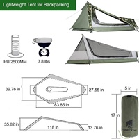Tente de randonnée pliable pour une personne, double couche, en taffetas de polyester, 213x101x91cm, imperméable 3000mm, équipement de terrain extérieur, camouflage