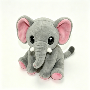 Elefante de Peluche Gris Personalizado con Orejas y Patas Rosas, 31cm-50cm, Juguete Suave para Bebés y Niños Pequeños, Unisex - Product Image 2