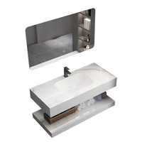 30 pouces maison asiatique Antique blanc salle de bain vanités moderne sur pied salle de bain meuble flottant vanité avec miroir et bassin