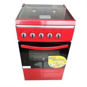 Venta caliente comercial rojo 4 quemador de placa independiente estufa de gas con un horno