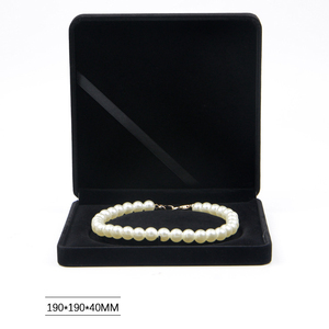 Boîte à bijoux en velours avec coin rond noir, coffret à collier avec Logo du client, accessoire pour cadeau, rangement de bijoux - Product Image 6
