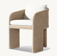 LA PAZ Ensemble de chaises de salle à manger en osier fait à la main, table à manger rectangulaire en marbre de jardin d'extérieur, ensemble de table à manger de 9 pièces, meubles