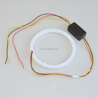 Accessoires d'éclairage automobile : Anneaux LED Angel Eyes Halo bicolores (blanc et jaune) de 110 mm pour feux de jour de conduite