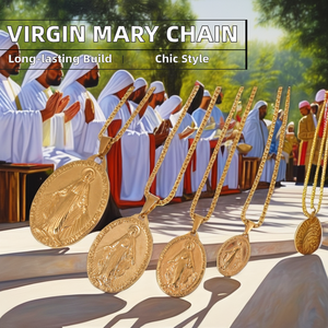 Vente chaude 18K En Acier Inoxydable Vierge Marie Collier À La Mode Religieux Catholique Bijoux Miraculeuse Médaille Marie Pendentif pour Hommes - Product Image 2