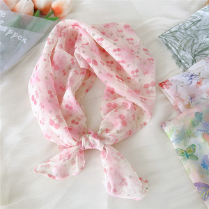 Lady Summer Fashion Petits foulards à cheveux fins Foulard à fleurs Foulard à fleurs Femmes Bandanas carrés à fleurs - Product Image 5