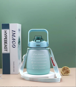 Ventes chaudes tasse en plastique deux couleurs gros ventre couleur Spray dégradé couleur paille tasse en plastique Sports de plein air bouilloire 1200ml - Product Image 3