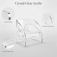 Fauteuil de salon moderne en acrylique transparent sans accoudoirs, siège individuel pour appartement, hôtel, salon, chambre, balcon