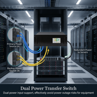 Saklar Transfer Statis Rak 1U Satu Fasa Daya Ganda ATS 100A Transisi Cepat Terpasang di Dinding OEM Pabrik Kustom