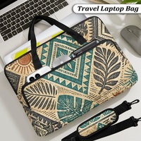 Sac pour ordinateur portable matelassé à imprimé floral Art Déco tropical personnalisé, motif Kapa Hawaïen, pour le shopping, les voyages et le transport quotidien