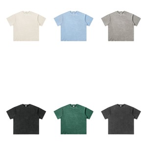 Camiseta Cai Xiang Island para Hombre, Primavera-Verano, 260G, 100% Algodón Lavado, Transpirable, Manga Corta, Estilo Retro Juvenil, Corte Holgado - Product Image 6