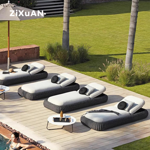 Chaise longue de plage nordique en aluminium, mobilier de jardin, ensemble repas d'extérieur en corde tressée, lit <span class=keywords><strong>pliant</strong></span> d'été, chaise longue de terrasse, <span class=keywords><strong>transat</strong></span> en rotin - Product Image 4