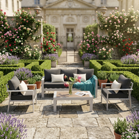 Ensemble de canapés de jardin modernes 5 places en aluminium – Mobilier durable pour bureau, appartement, patio, salle à manger, parc, cour extérieure