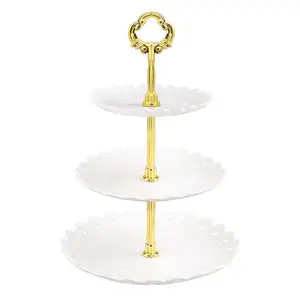 online Best Selling Kitchen Utensils 3 Tier Cake Stand Plastic Dessert Stand Mini Cakes Fruit Candy Display Tower