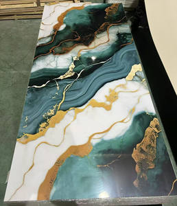 モダンで光沢のある高級大理石ボード<span class=keywords><strong>PVC</strong></span>ストーンプラスチックUV防水イマジネーション壁パネル幾何学的耐火性ホテル - Product Image 6