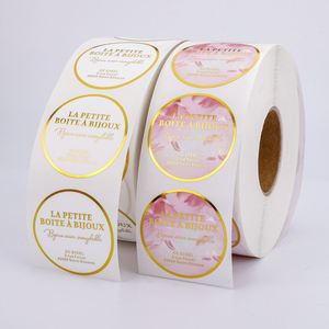 Etiqueta Adhesiva Redonda con Logotipo Impreso en Lámina Dorada FX Roll, para Sellado de Productos, Embalaje, Cajas de Regalo y Bolsas - Product Image 1