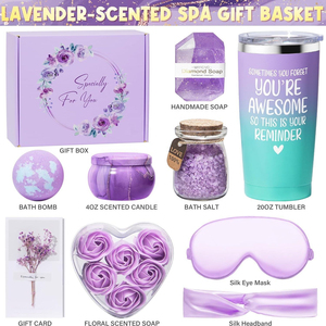 Cestas de Regalo Personalizadas de Navidad con Lavanda para Relajación y Spa, Set de Regalo para Mujer con Vaso, Jabón y Vela, Caja de Regalo para San Valentín - Product Image 2