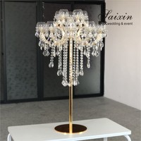 ZT-325G Gros 15 bras d'or grand cristal candélabres maîtresses pièces maîtresses pour la table de mariage