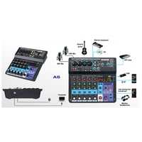 6-Kanal Digitales Mini-Mischpult, Soundkarte, Mikrofon, Mobile Live-Übertragung, Computeraufnahme, DJ-Audioausrüstung