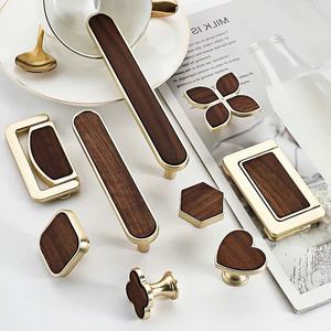 Tiradores de Estilo Song con Base de Aleación de Zinc y Madera de Nogal para Armarios, Cajones, Zapateros y Muebles - Product Image 3