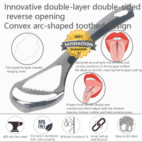 Outil de nettoyage buccal réutilisable double face pour les dents, 100% en acier inoxydable, détachant de taches, gratte-langue en 3 pièces