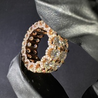 Doppelreihiger 50-Punkt-Eternity-Moissanit-Ring für Damen, Verlobungsring aus 925 Silber mit Brillantschliff und Krappenfassung, Luxuriöser Ehering
