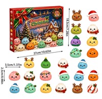 Calendrier de l'Avent de Noël Mystery Dumpling, Boîte Mystère, 24 Jouets Anti-Stress Squishy Fidget Surprise, Cadeau de Noël