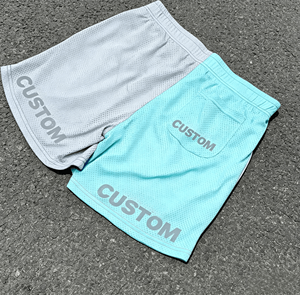 Shorts de bain vintage d'été pour hommes, 100% polyester tricoté, respirant, taille élastique, logo personnalisé - Product Image 1