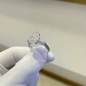 Anello Moissanite da donna in oro massiccio oro bianco 18k gioielli in oro puro 5ct taglio a pera